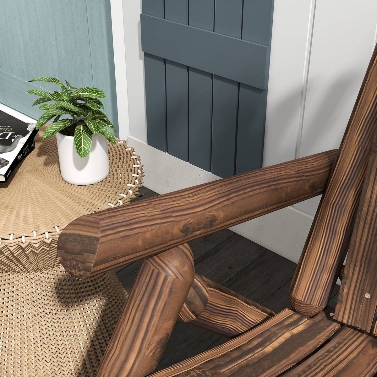 Adirondack Garden Chair Garden Chair Wooden Chair High-Back With Armrest Fir Wood Brown 83 X 68 X 101 Cm