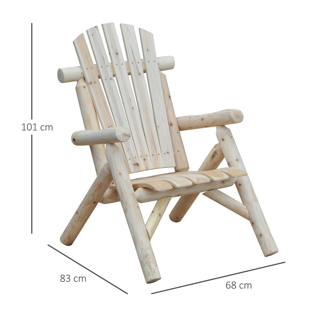 Adirondack Garden Chair Garden Chair Wooden Chair High-Back With Armrest Natural Fir Wood 83 X 68 X 101 Cm