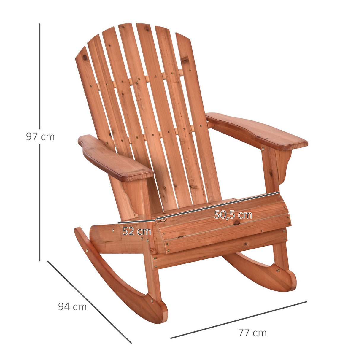 Adirondack Garden Chair Rocking Chair Rocking Chair Garden Chair Garden Furniture Balcony Chair Natural 77 X 94 X 97 Cm