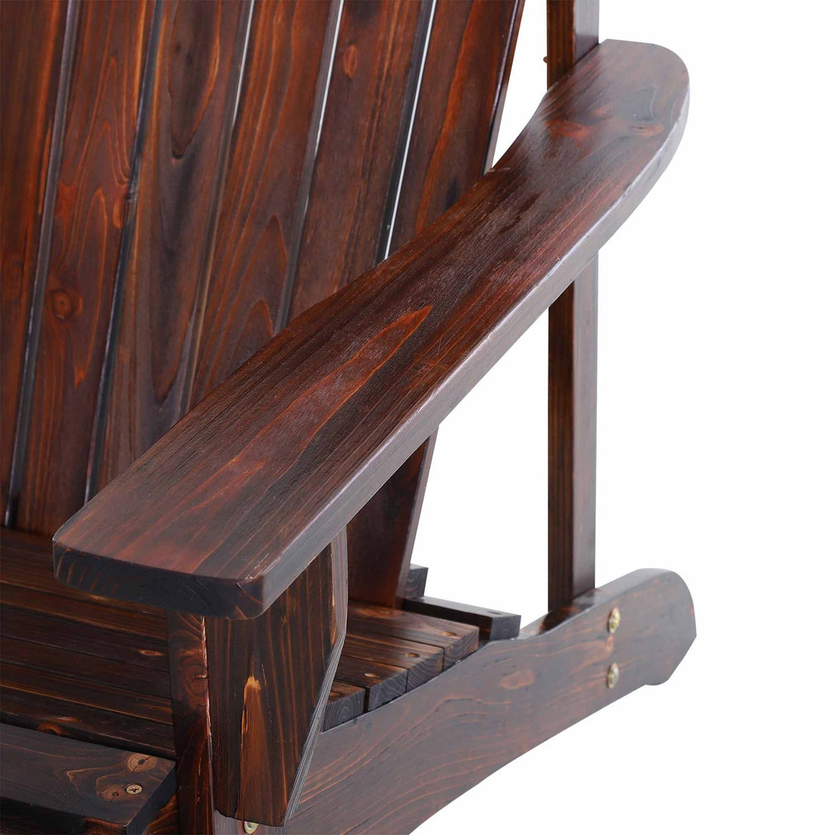 Adirondack Garden Chair With Cup Holder Balcony Chair Solid Wood Charred 72.5 X 97 X 93 Cm