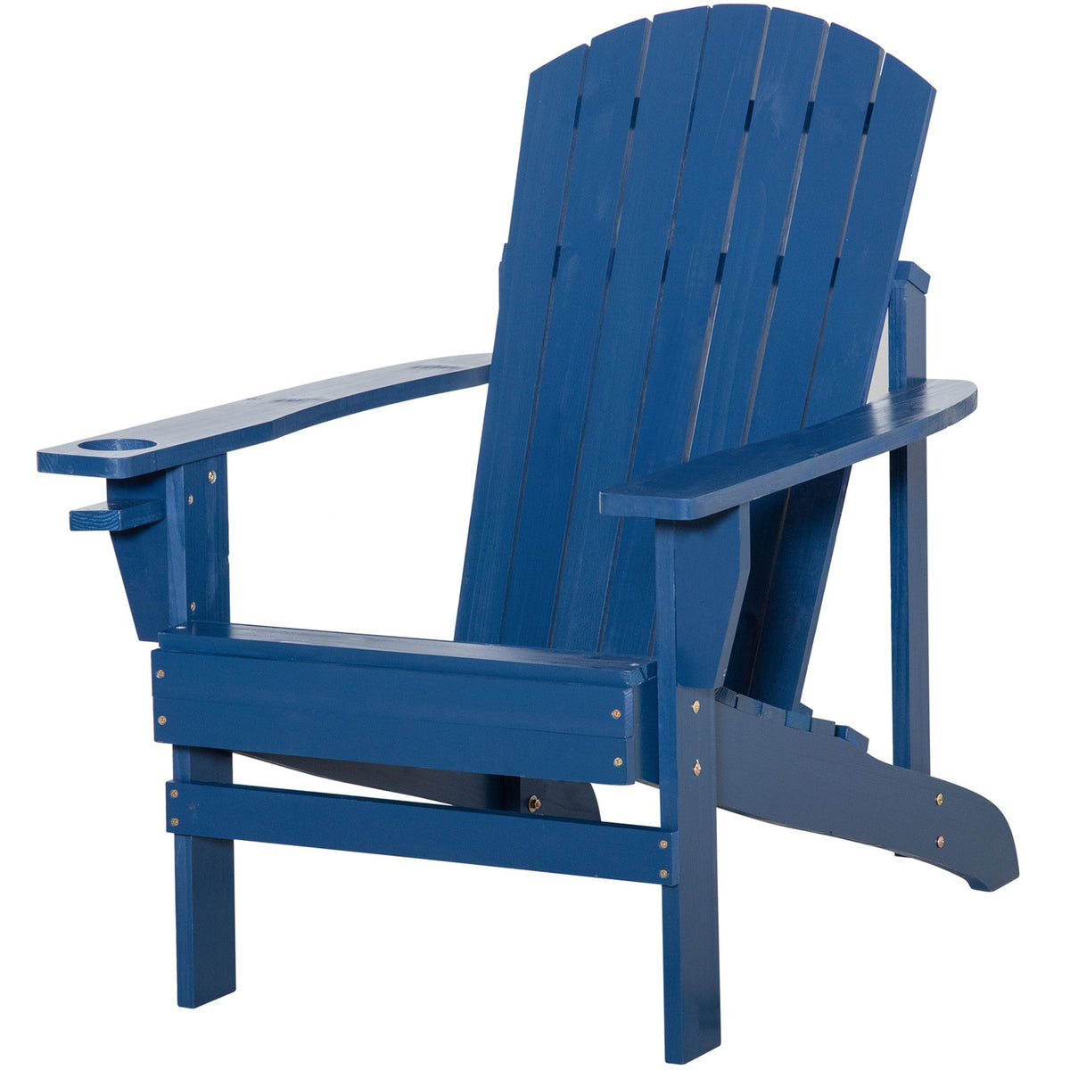Adirondack Garden Chair With Cup Holder Garden Lounger Balcony Chair Solid Wood Blue 97 X 72.5 X 93 Cm