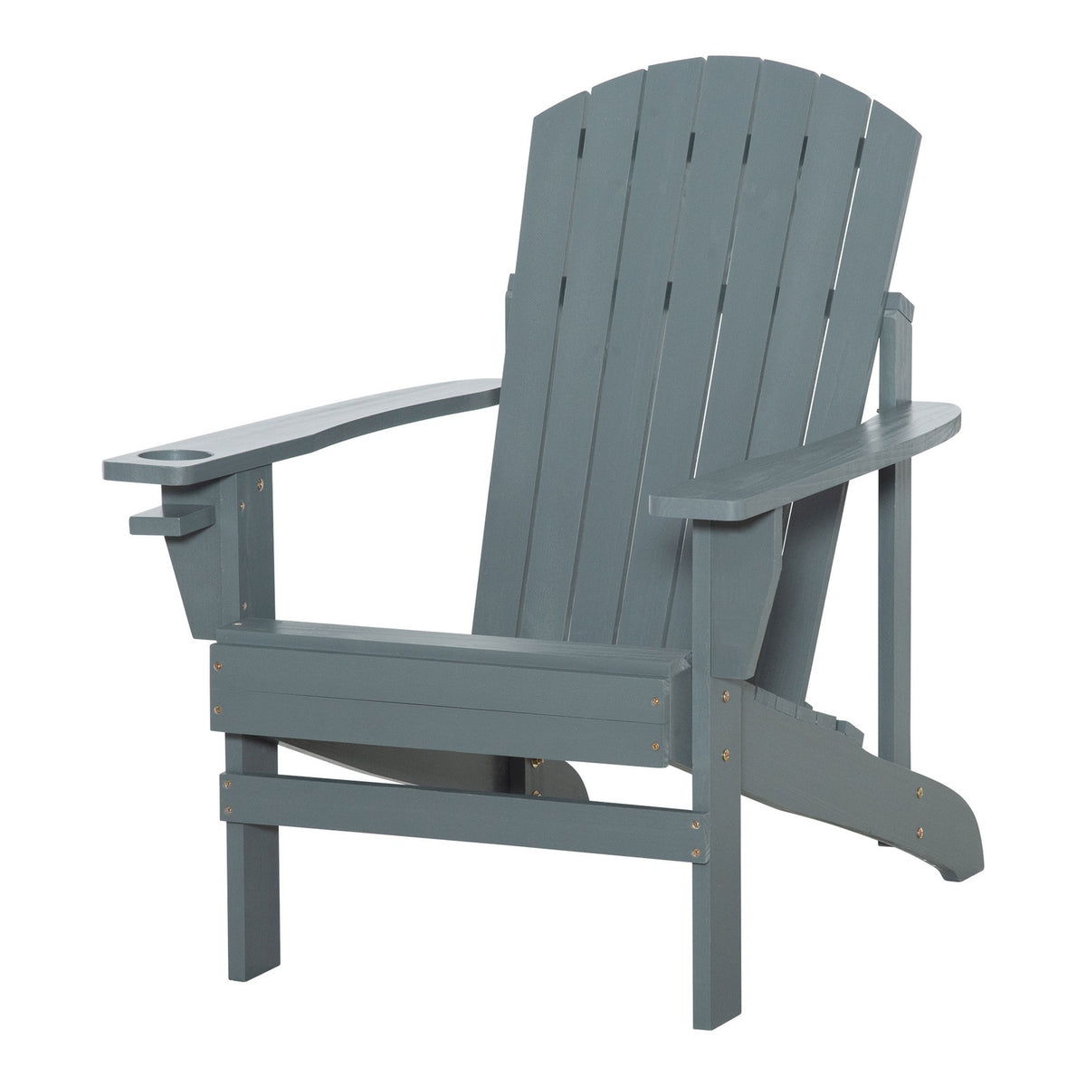 Adirondack Garden Chair With Cup Holder Garden Lounger Balcony Chair Solid Wood Dark Gray 97 X 72.5 X 93 Cm