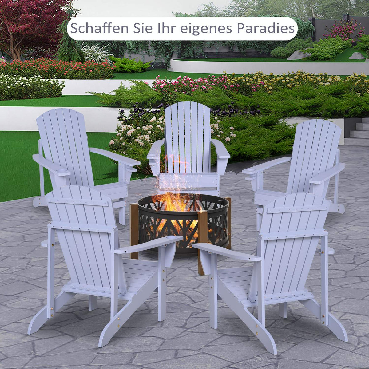 Adirondack Garden Chair With Cup Holder Garden Lounger Balcony Chair Solid Wood Gray 72.5 X 97 X 93 Cm