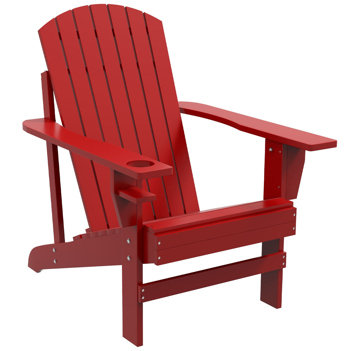 Adirondack Garden Chair With Cup Holder Garden Lounger Balcony Chair Solid Wood Red 72 X 94 X 93 Cm