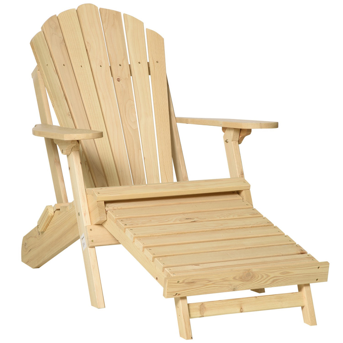 Adirondack Garden Chair With Footrest Folding Garden Lounger Outdoor Garden Furniture Natural Pine Wood 78 X 140 X 94 Cm