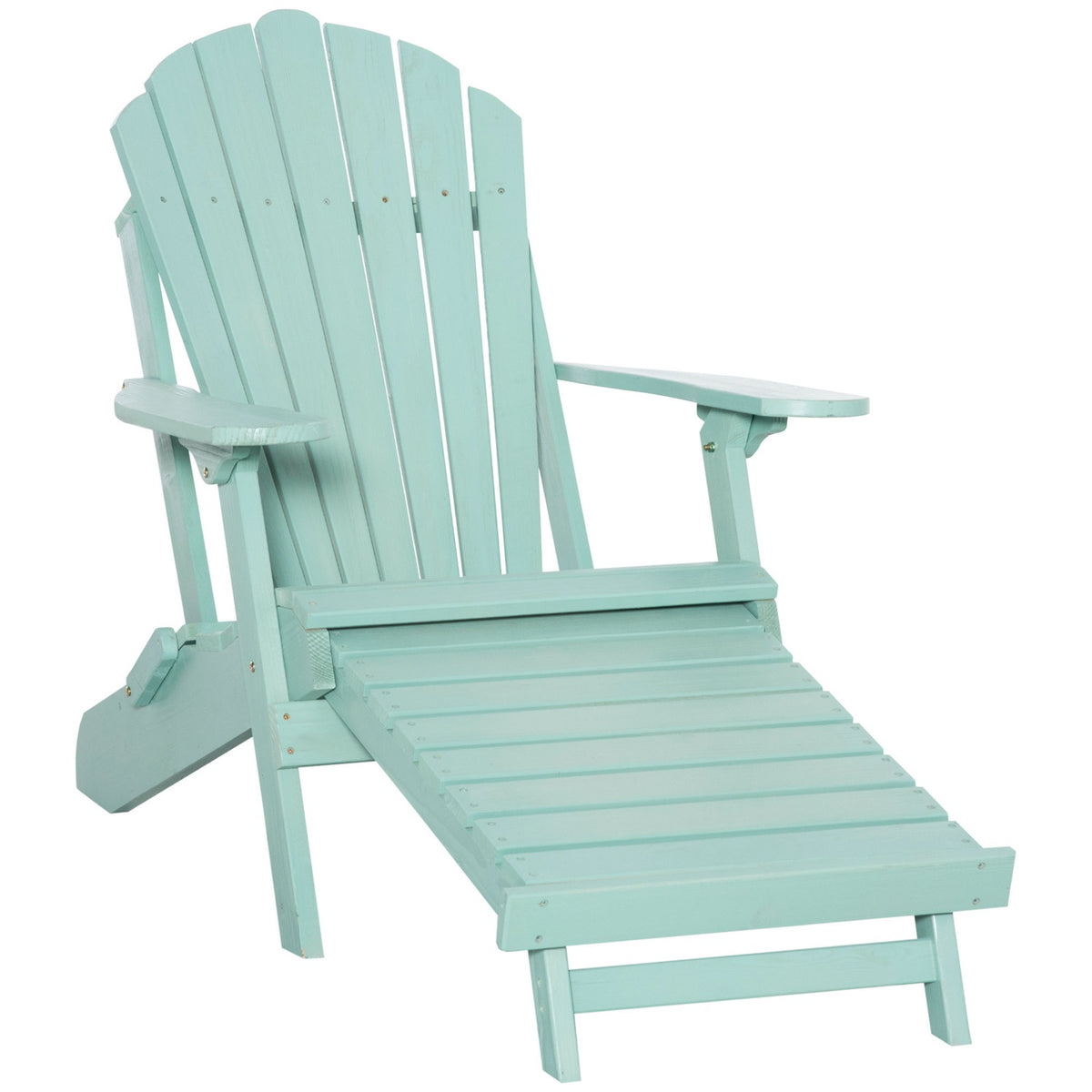 Adirondack Garden Chair With Footrest Folding Garden Lounger Outdoor Garden Furniture Pine Wood Green 78 X 140 X 94 Cm