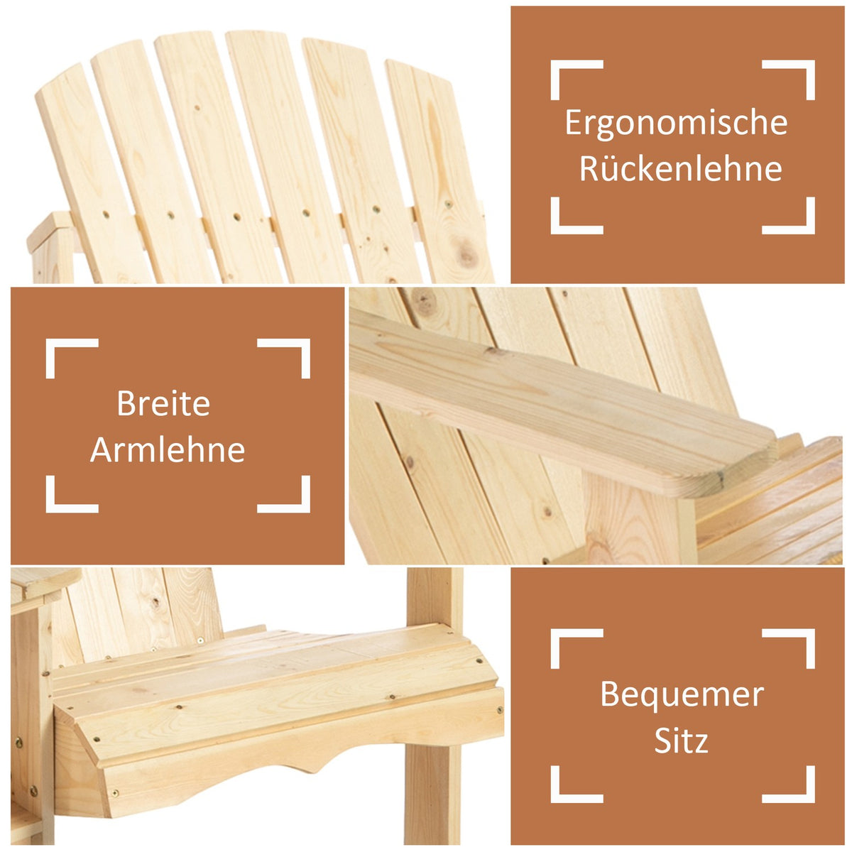 Adirondack Garden Chair With Table And Umbrella Hole 2 Seater Garden Chair Seating Group Garden Furniture For Balcony Solid Wood Natural 178 X 87 X 92 Cm
