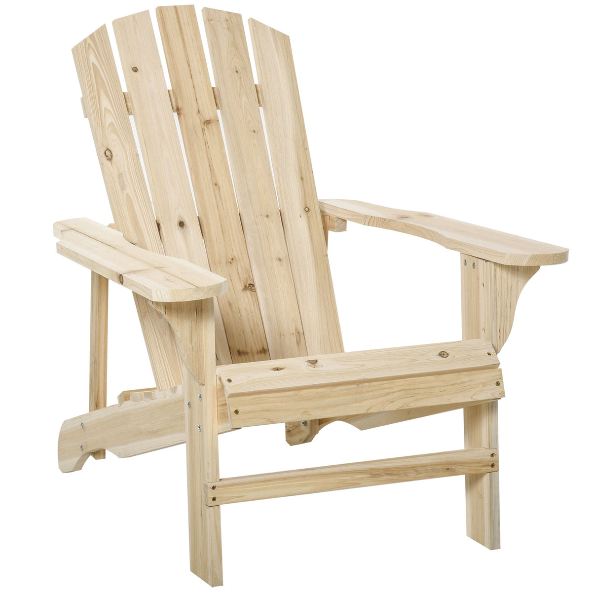 Adirondack Wooden Chair, Outdoor, High Back, Armrests