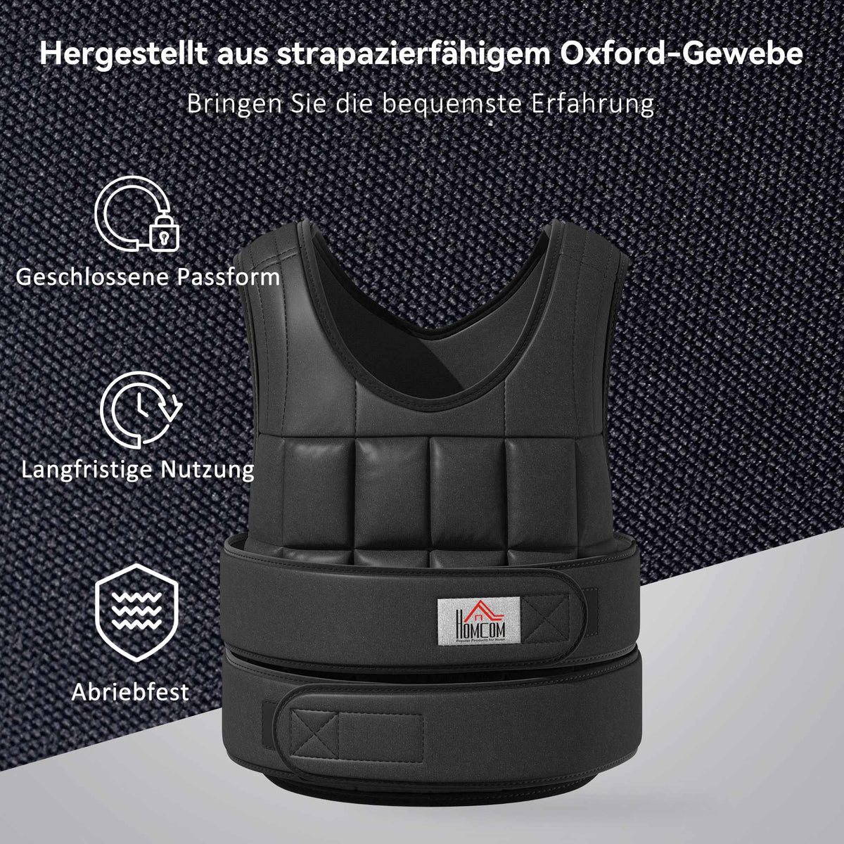 Adjustable 20 KG Weight Vest, Removable Weights, Black