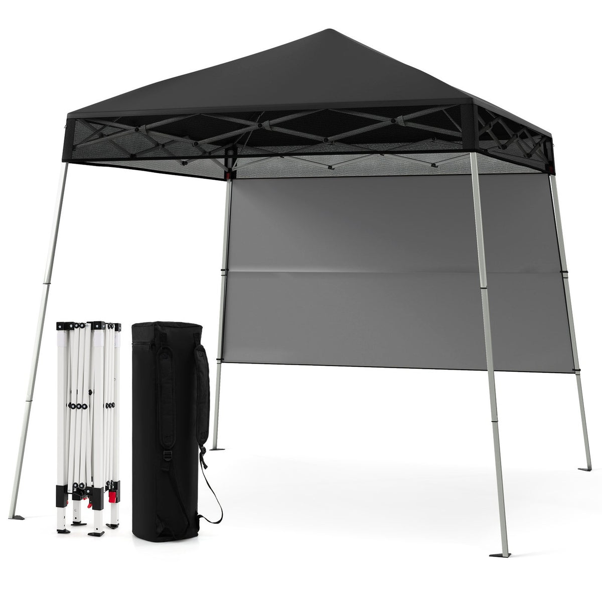 Adjustable 2x2m Pop-Up Gazebo with Sidewall, Black