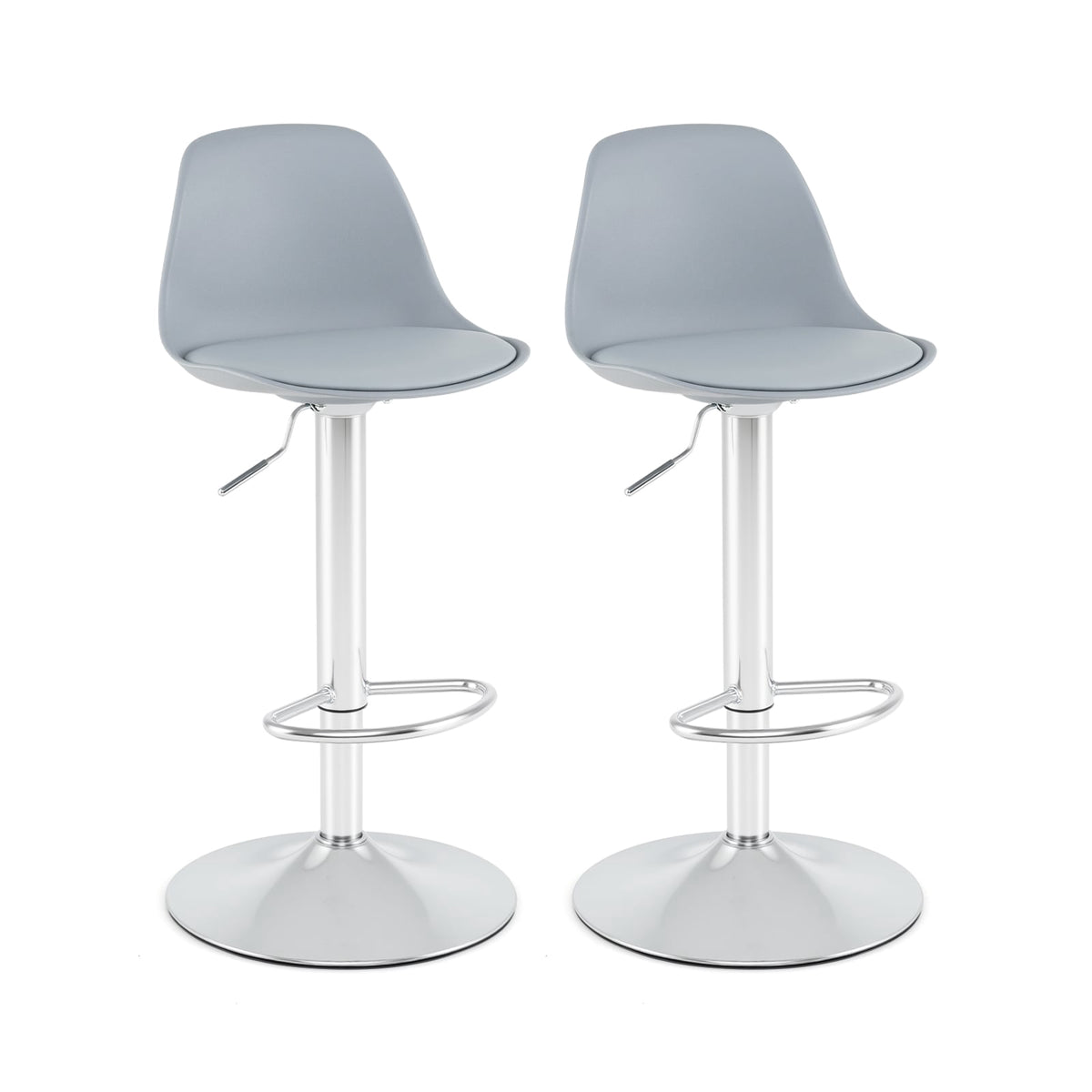 Adjustable 360 Swivel Bar Stools, Set of 2, Gray