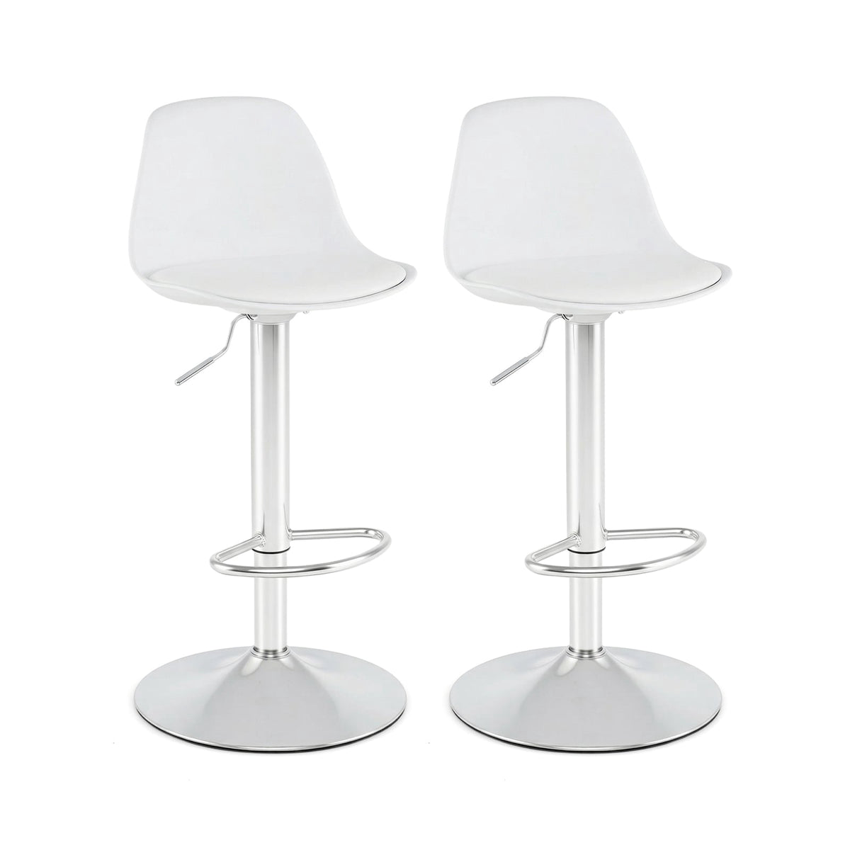 Adjustable 360 Swivel White Faux Leather Bar Stools