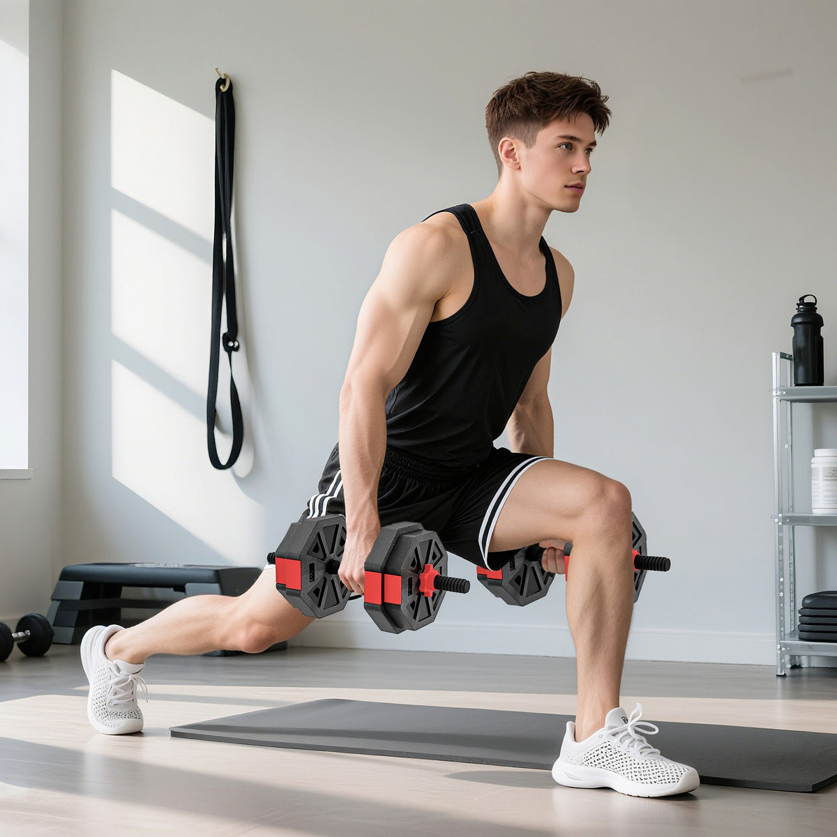 Adjustable 4-in-1 Dumbbell Set, 15 KG for Home Workouts