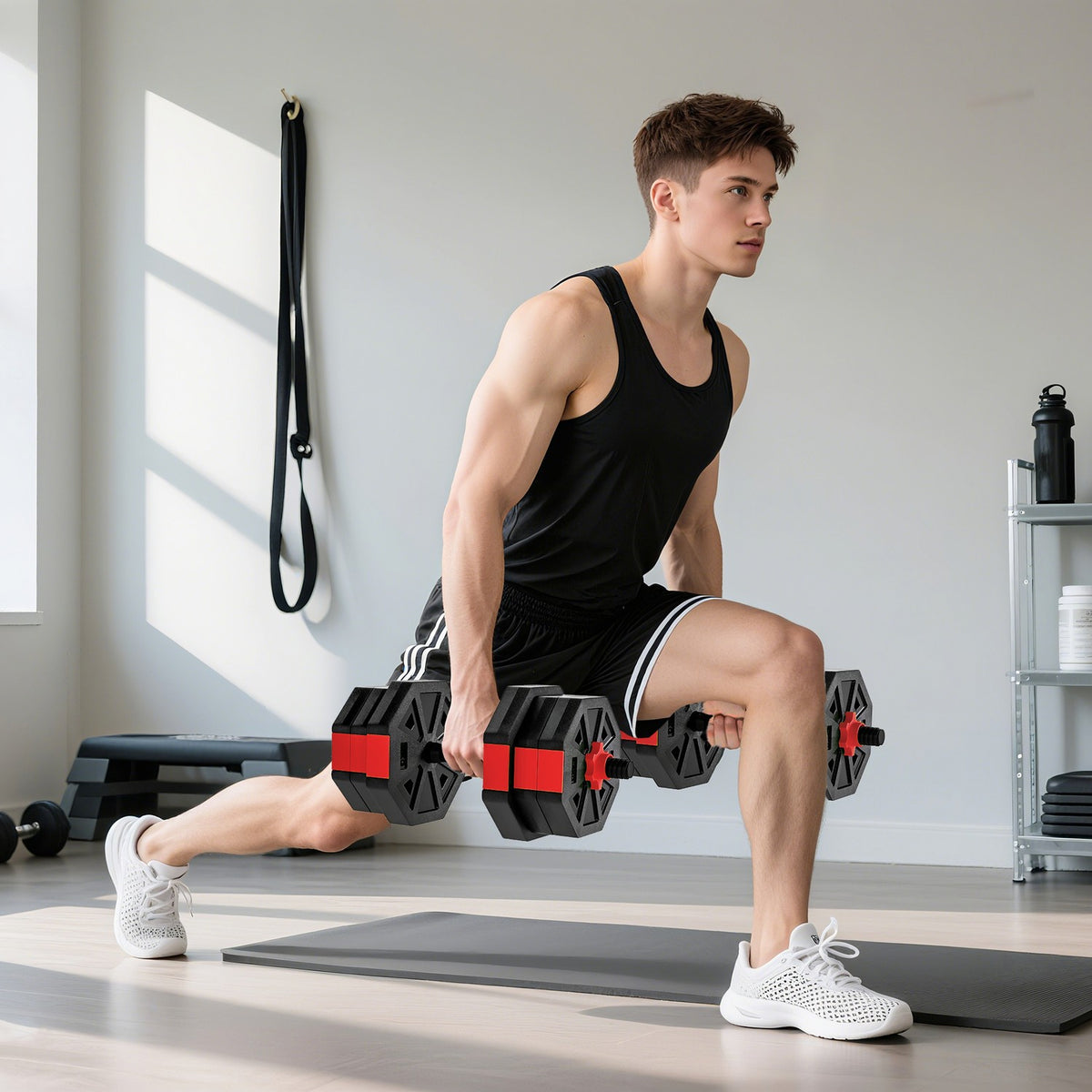 Adjustable 4-in-1 Dumbbell Set – 20KG for Home Workouts
