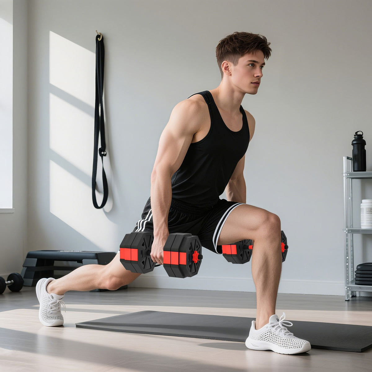 Adjustable 4-in-1 Dumbbell Set, 25kg for Home Workouts