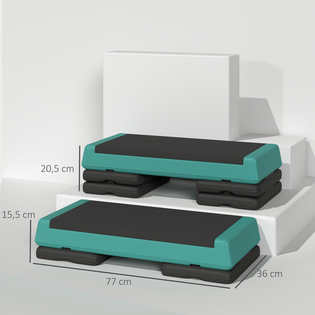 Adjustable Aerobic Stepper with Non-Slip Surface, Green