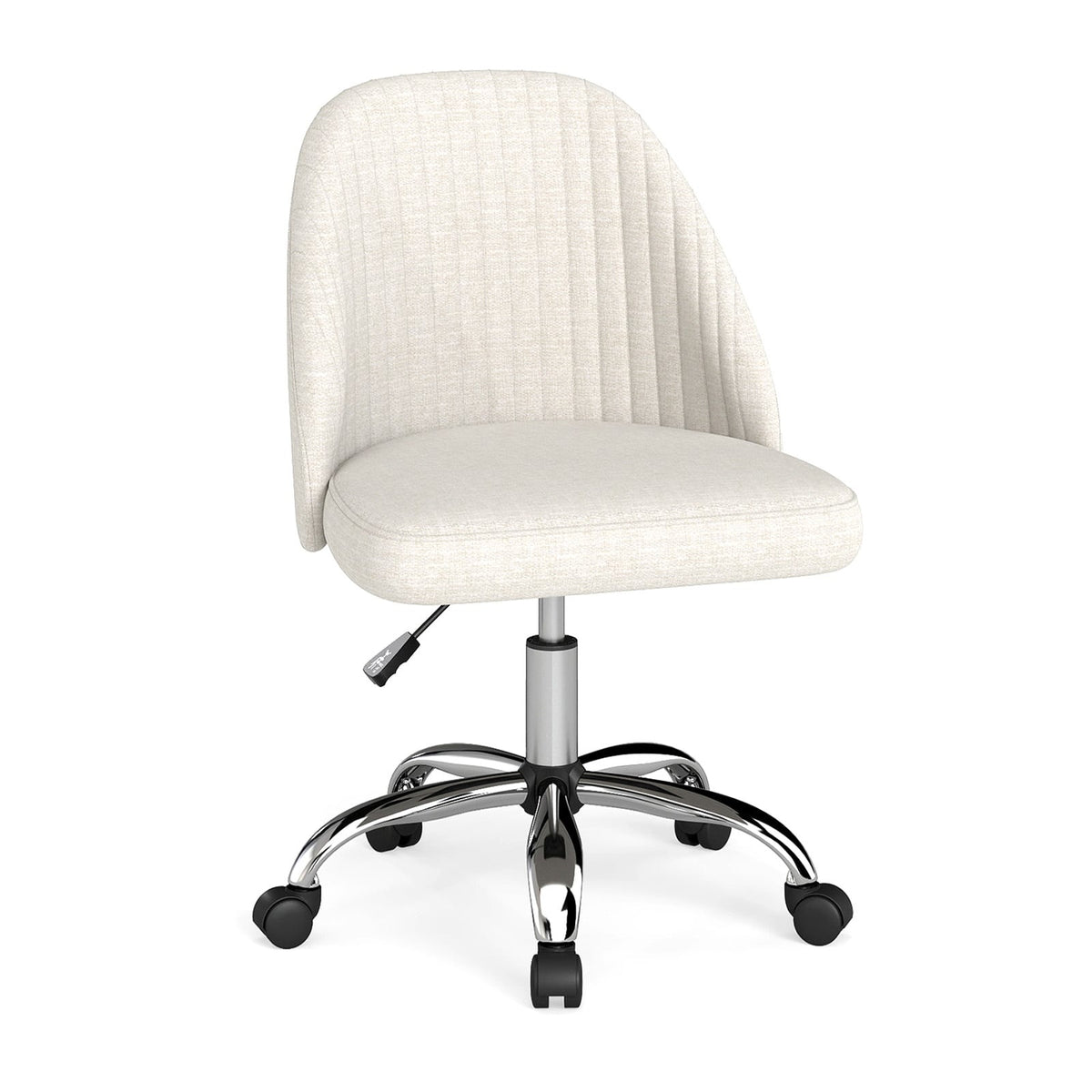 Adjustable Armless Office Chair – Beige, 360 Swivel