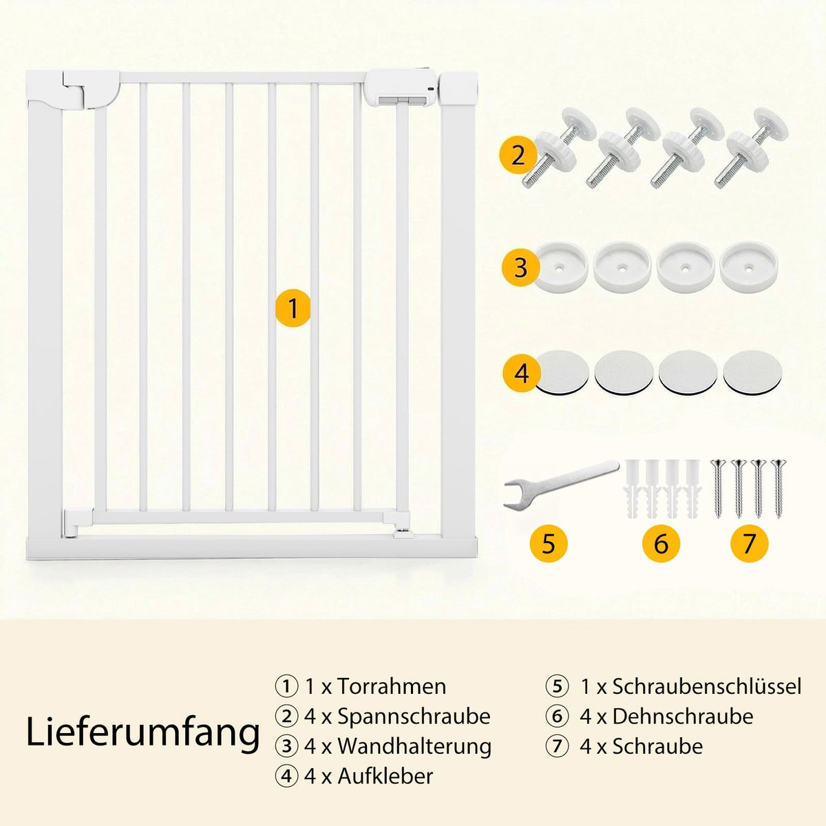 Adjustable Baby Gate, No-Drill, 75-82 cm, Auto-Close