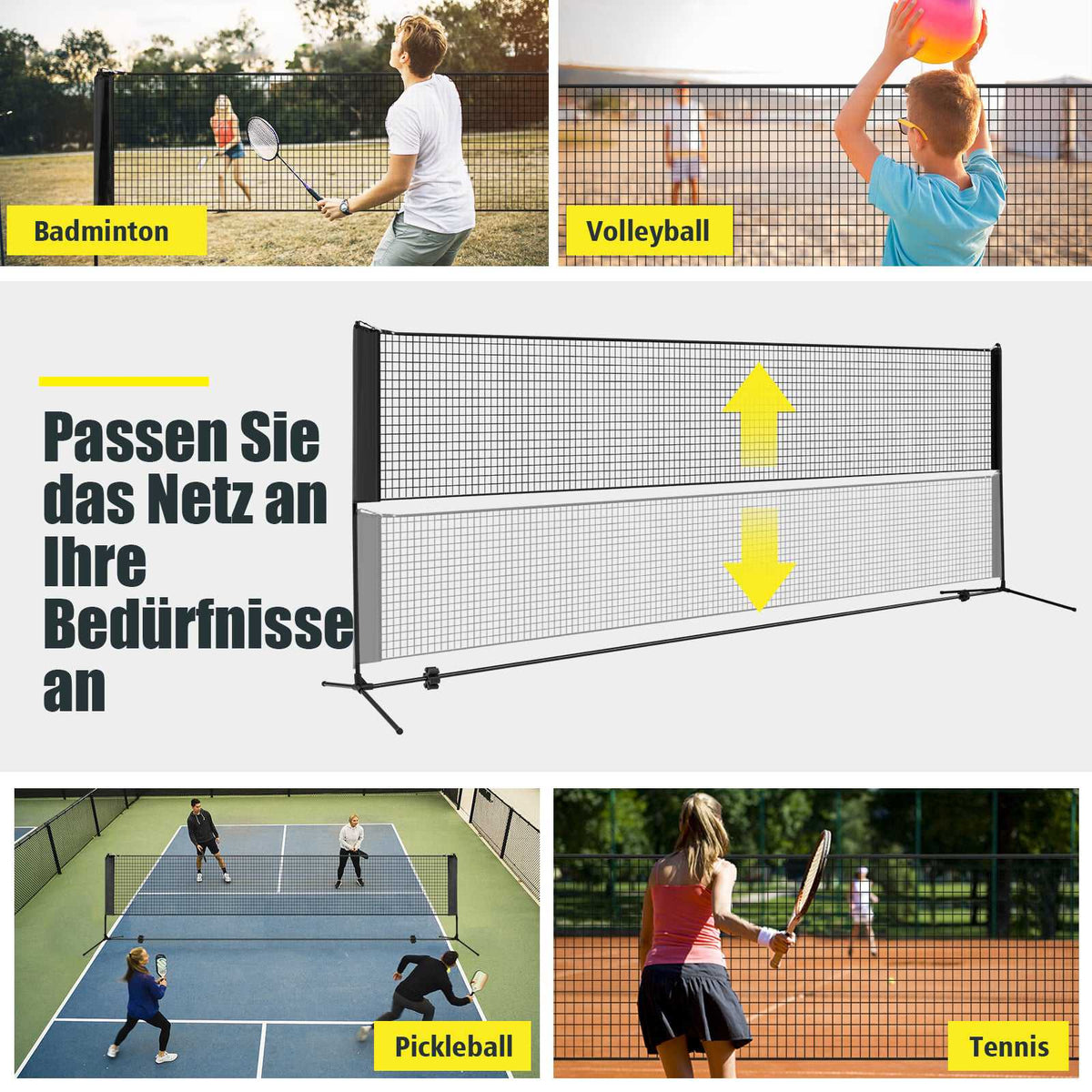 Adjustable Badminton Net Set with Stand and Carry Bag