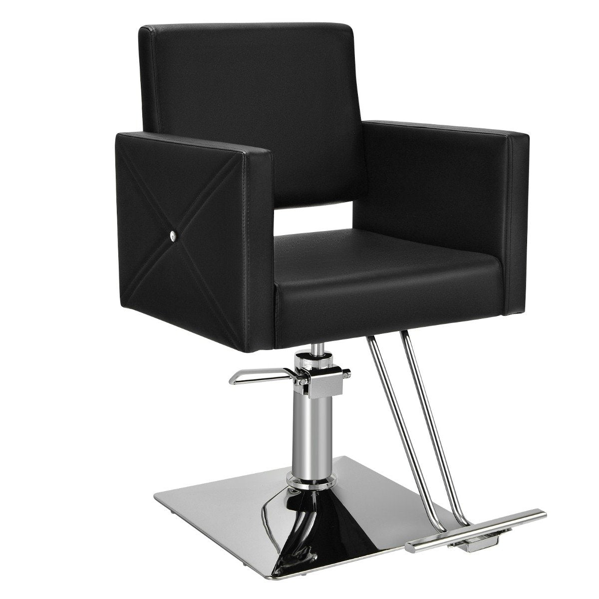 Adjustable Barber Chair with Hydraulic Pump, 360° Swivel, Black