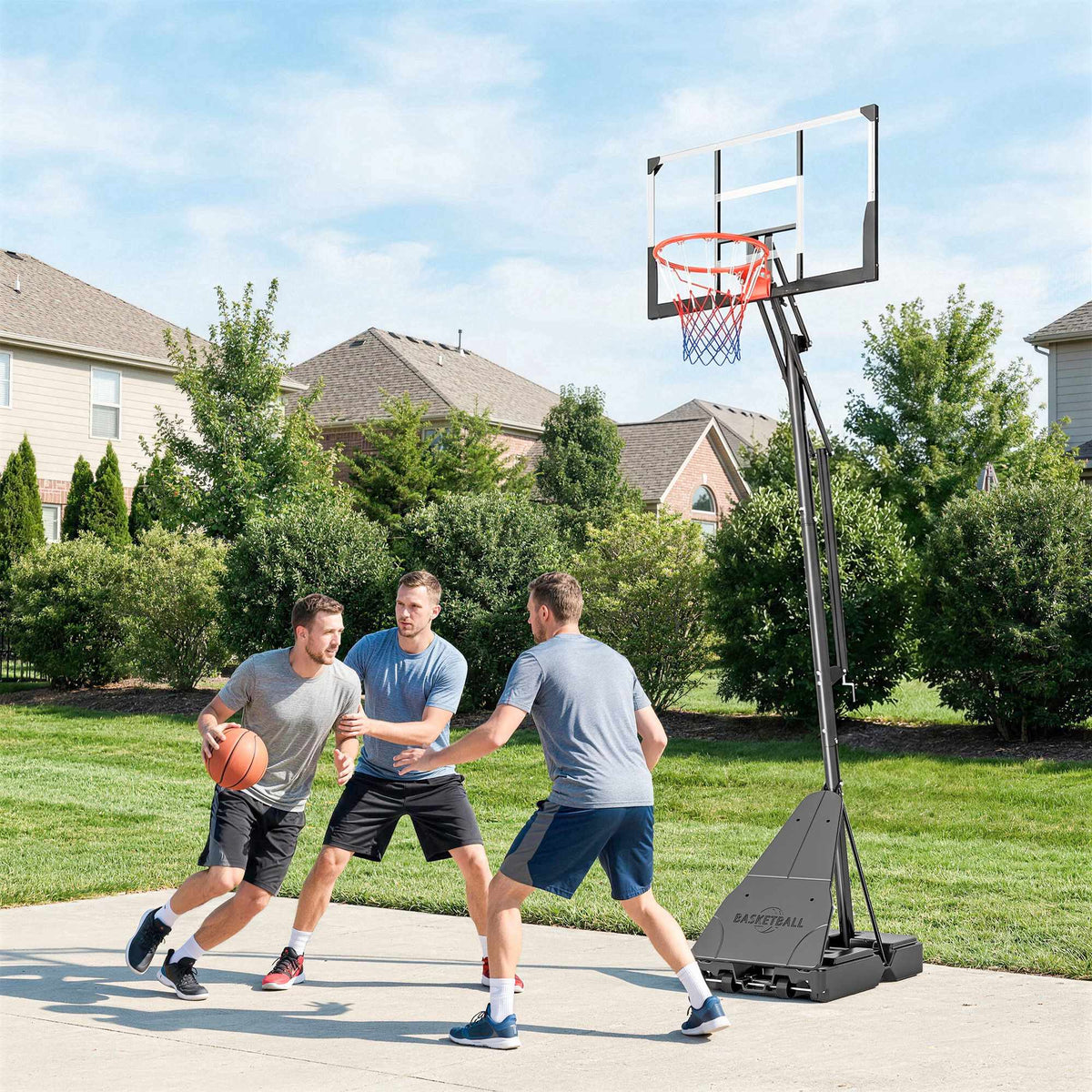 Adjustable Basketball Hoop 2.45-3.05m with Rebound Trainer