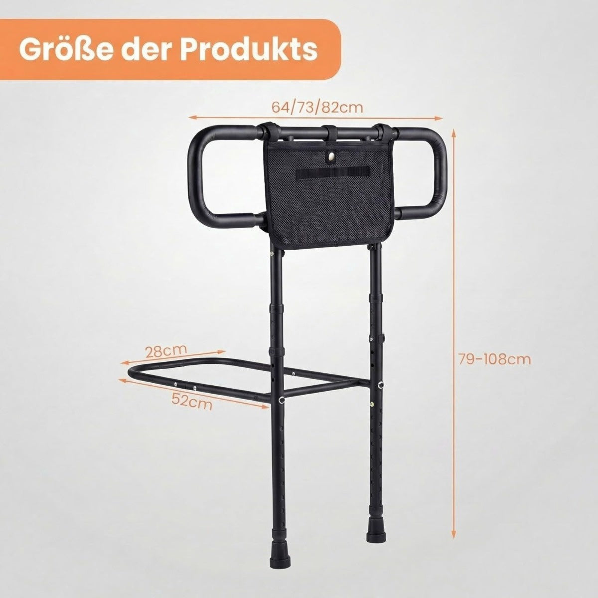 Adjustable Bed Rail for Seniors with Storage Pocket