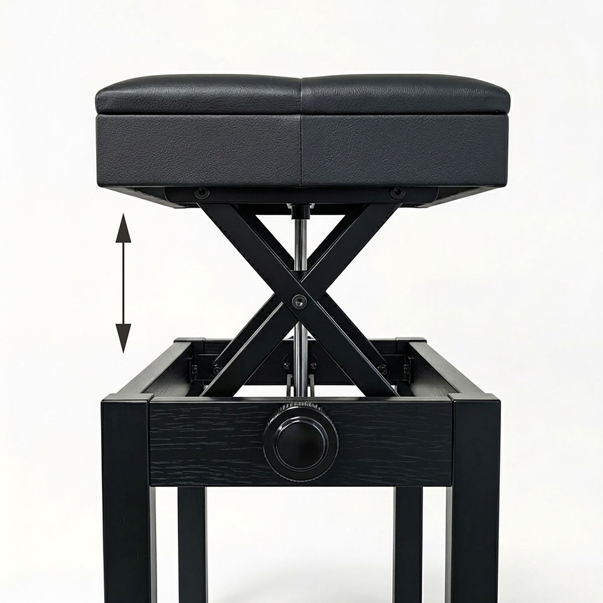 Adjustable Black Birch Piano Bench with Storage