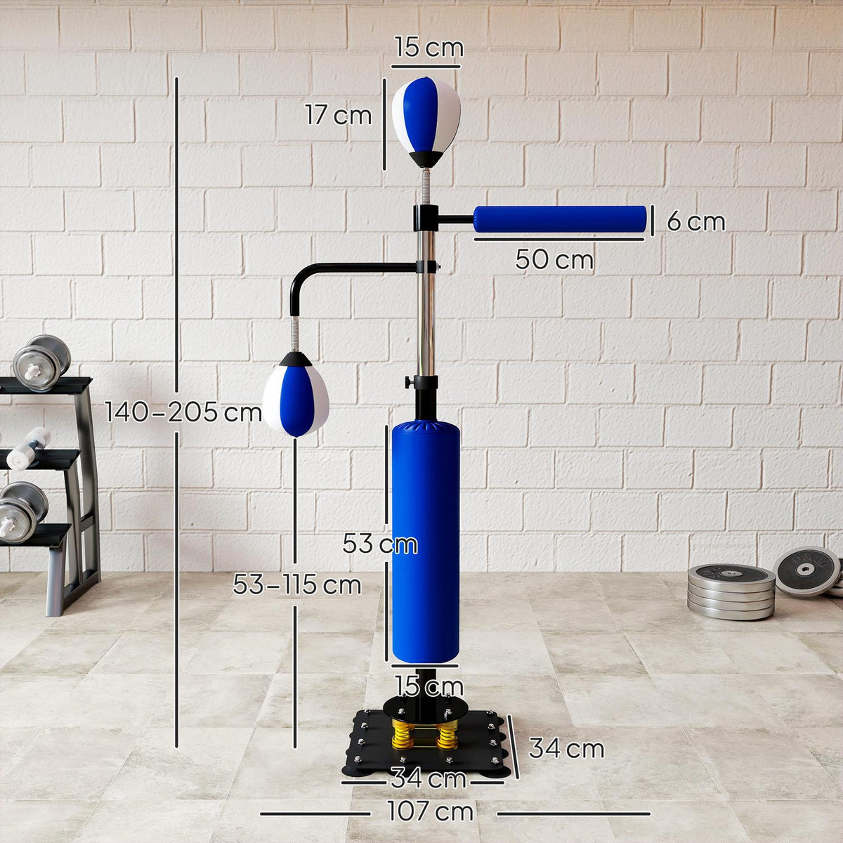Adjustable Boxing Stand with Speedballs and Kick Pad