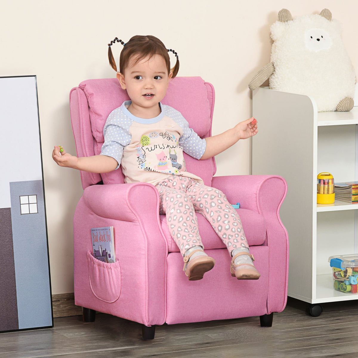 Adjustable Children'S Sofa With Footrest, Comfortable Children'S Armchair For 3-5 Years, Pink, 58X53X70Cm, Ideal For Boys And Girls