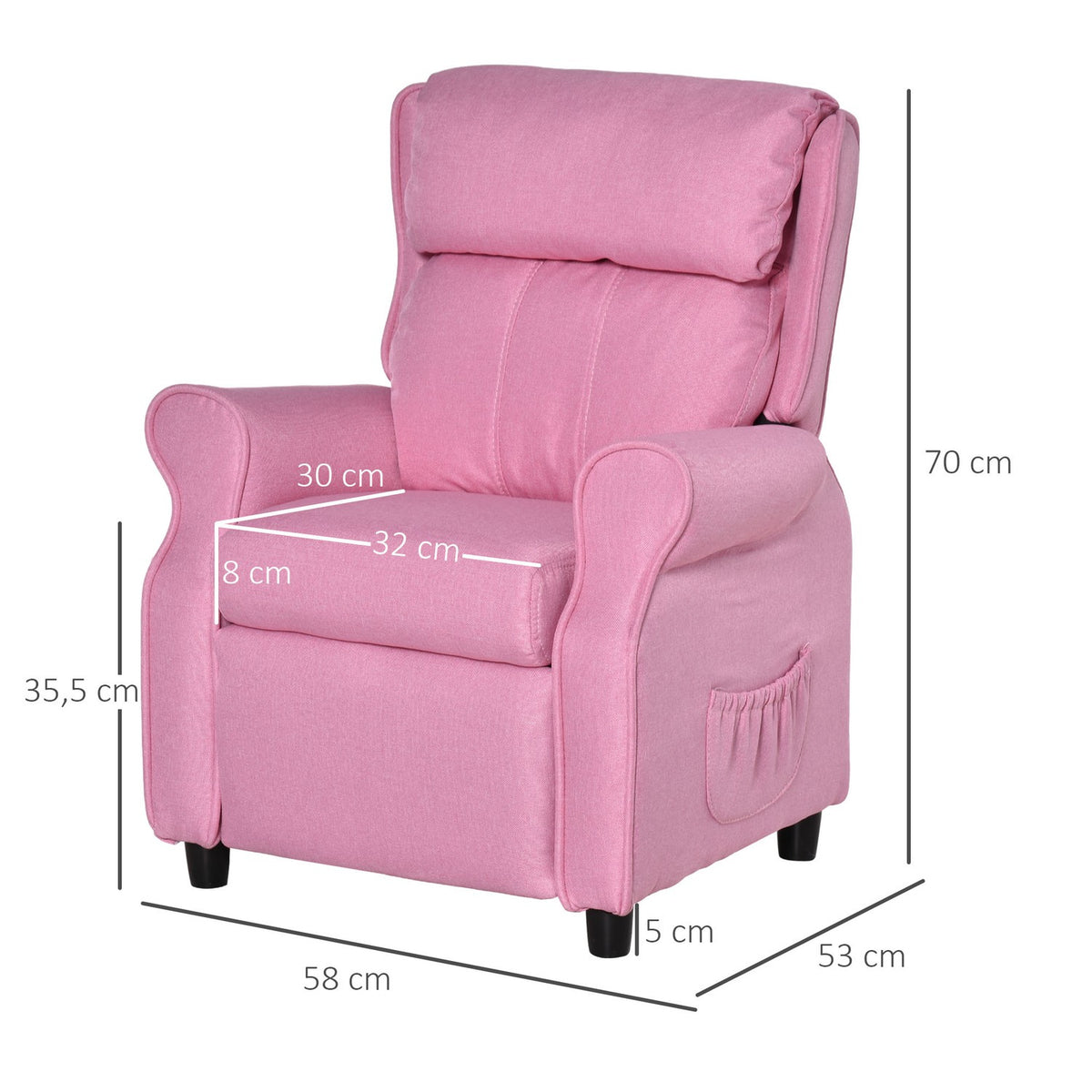 Adjustable Children'S Sofa With Footrest, Comfortable Children'S Armchair For 3-5 Years, Pink, 58X53X70Cm, Ideal For Boys And Girls