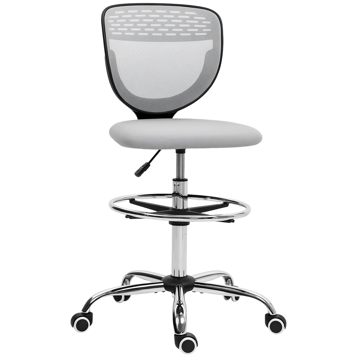 Adjustable Drafting Chair with Footrest, Mesh Back, Grey