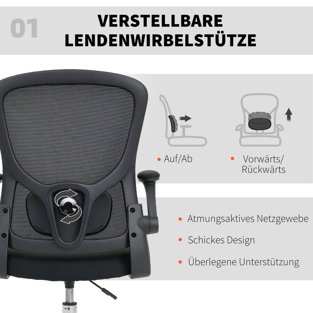 Adjustable Drafting Chair with Lumbar Support – Black