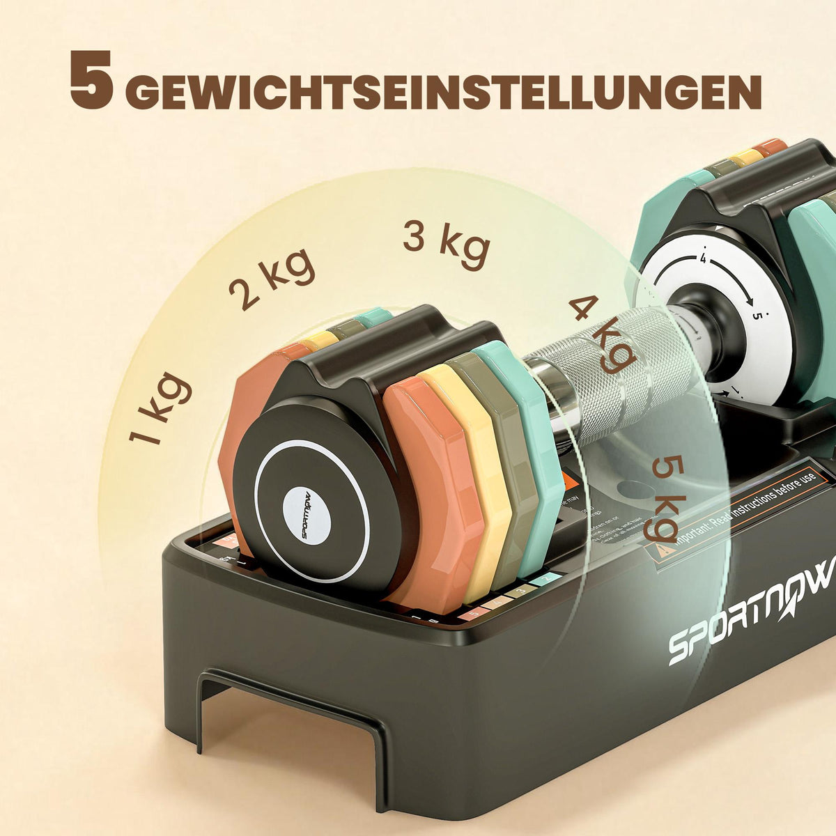 Adjustable Dumbbell Set 1-5 kg with Quick-Select Handle