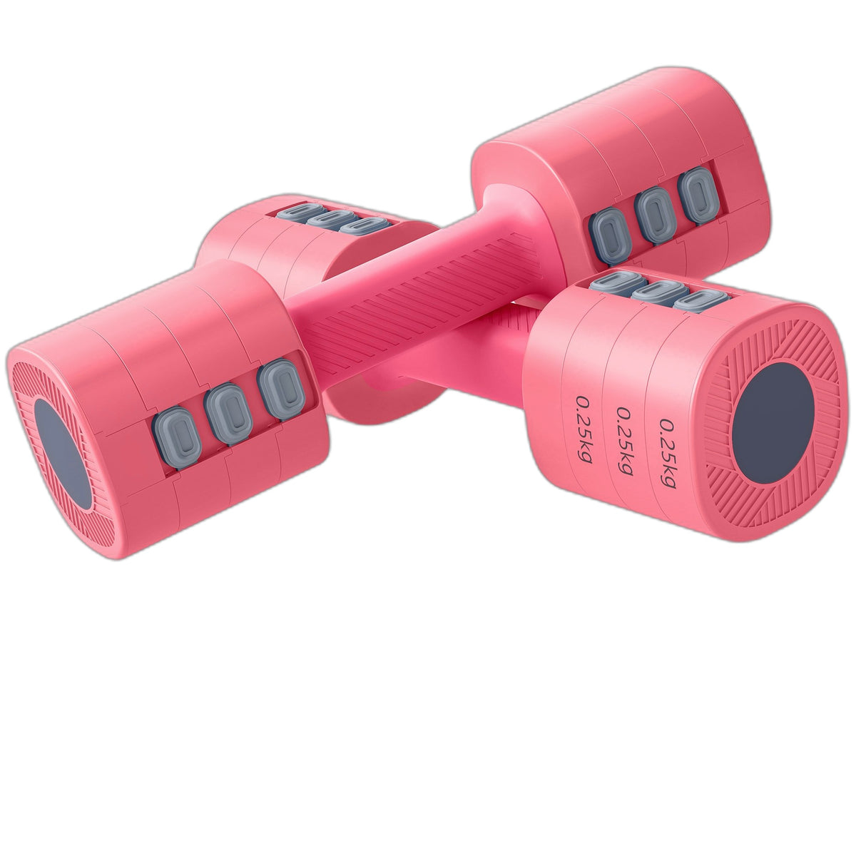 Adjustable Dumbbell Set, Square Shape, Metal Core, Red