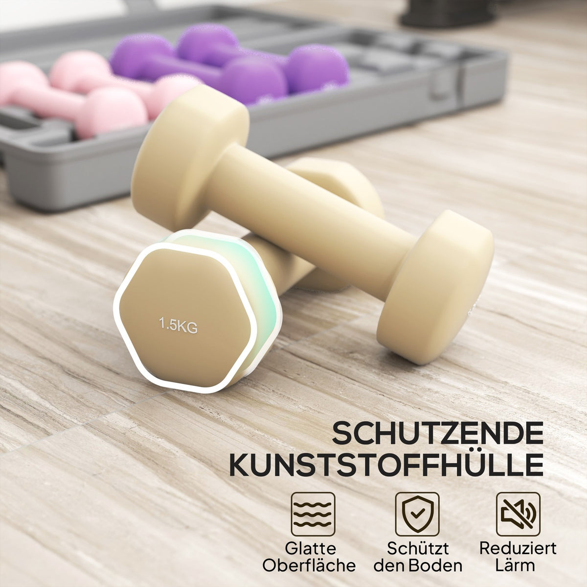 Adjustable Dumbbell Set with Case, 6 Pairs: 0.5kg to 1.5kg