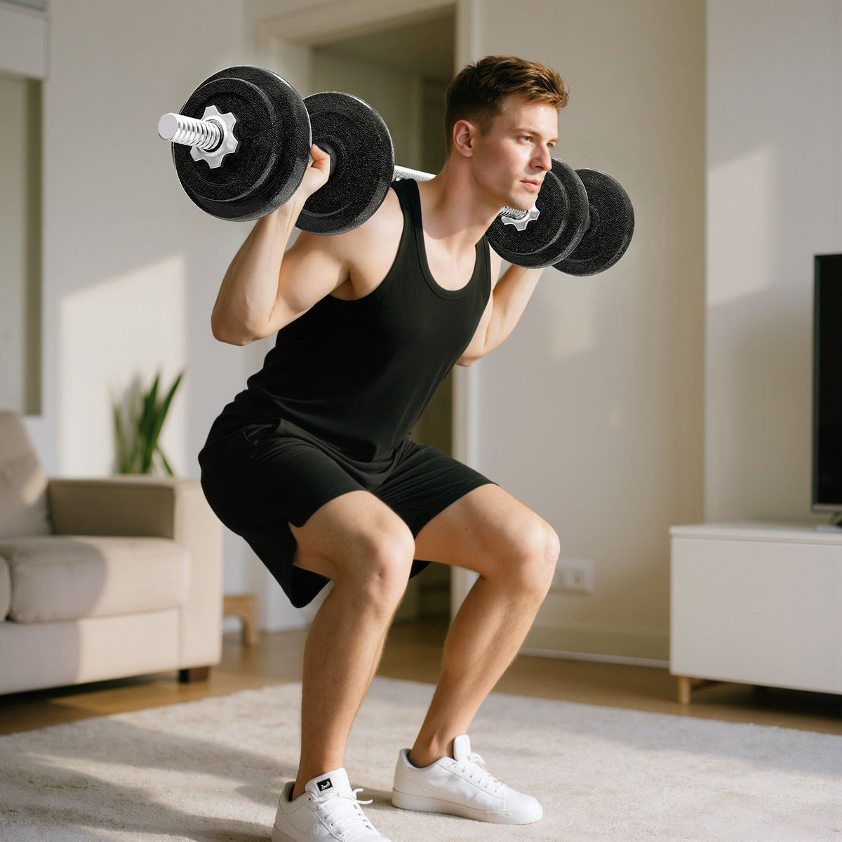Adjustable Dumbbell and Barbell Set, 20KG, Non-Slip Grip