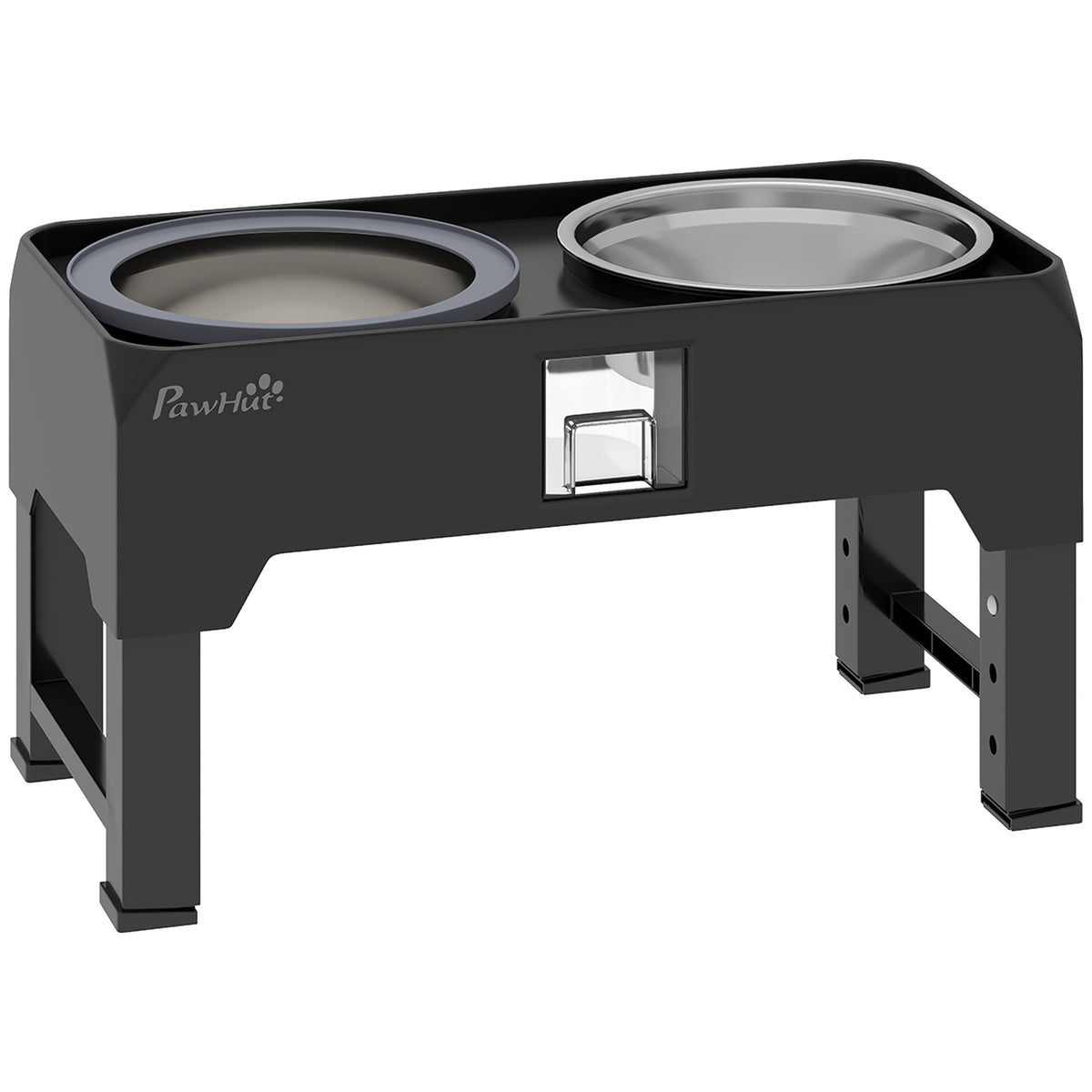 Adjustable Elevated Dog Bowl with 2 Stainless Steel Bowls