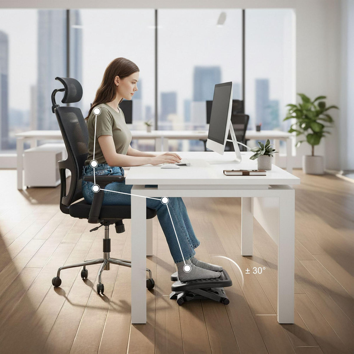 Adjustable Ergonomic Footrest for Office or Home