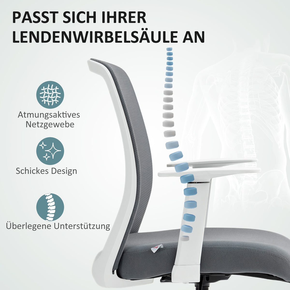 Adjustable Ergonomic Mesh Office Chair with Footrest