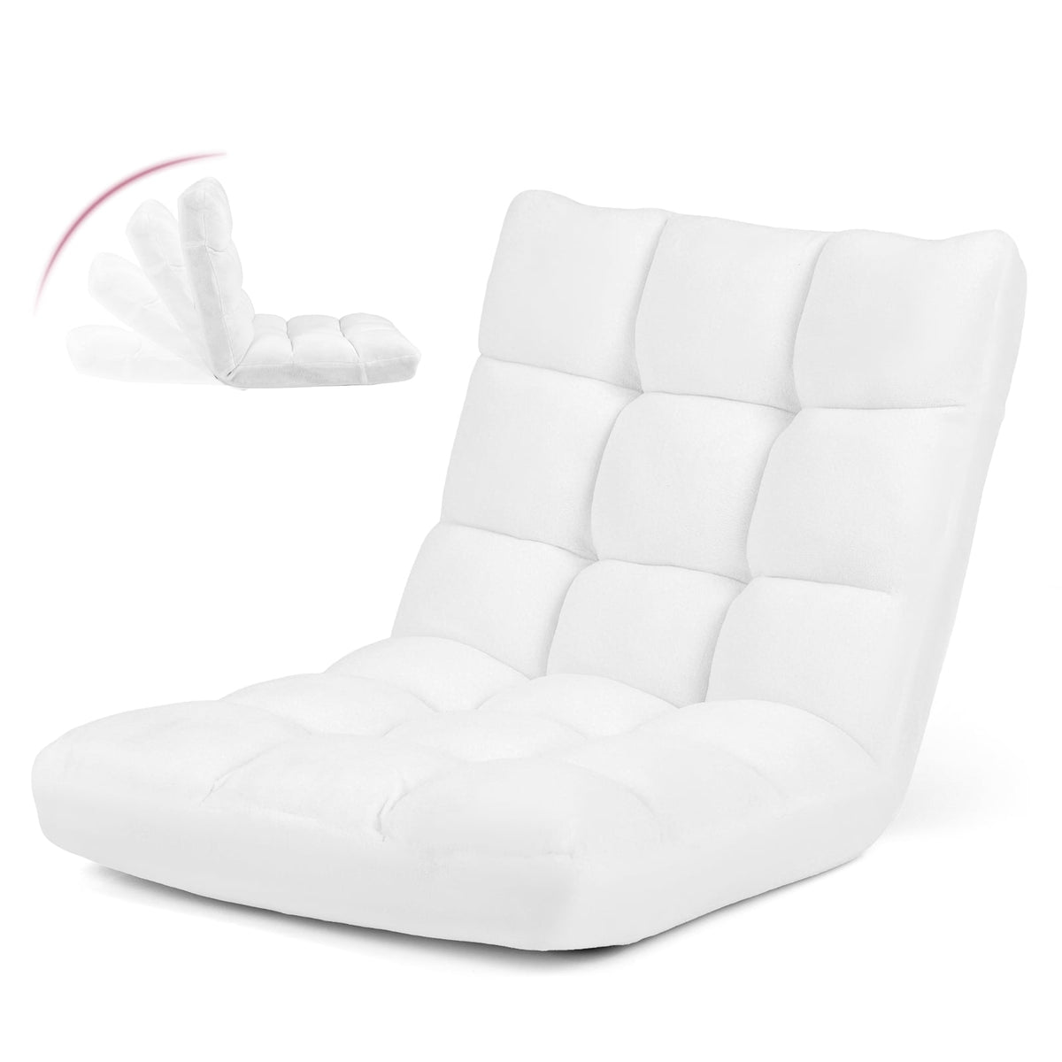 Adjustable Floor Chair, Foldable, 14 Positions, White