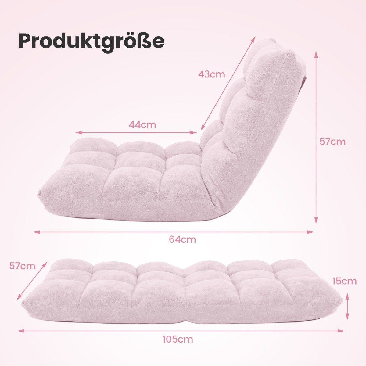Adjustable Floor Chair with Coral Velvet Cushion