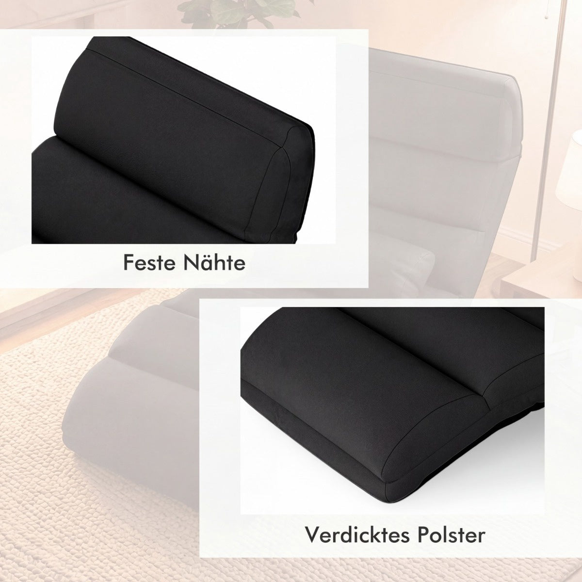 Adjustable Floor Chair with Recline & Sleep Function, Black