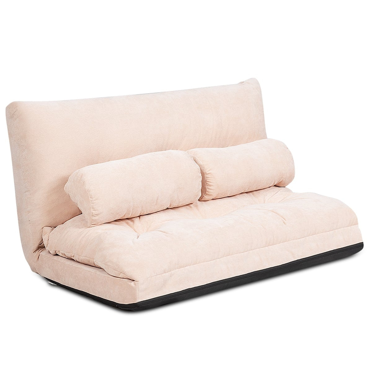 Adjustable Floor Sofa Bed with 2 Cushions, Beige