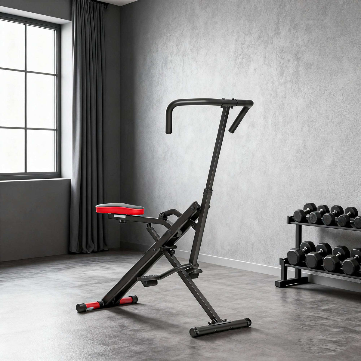 Adjustable Folding Full-Body Exercise Machine, Metal, Red