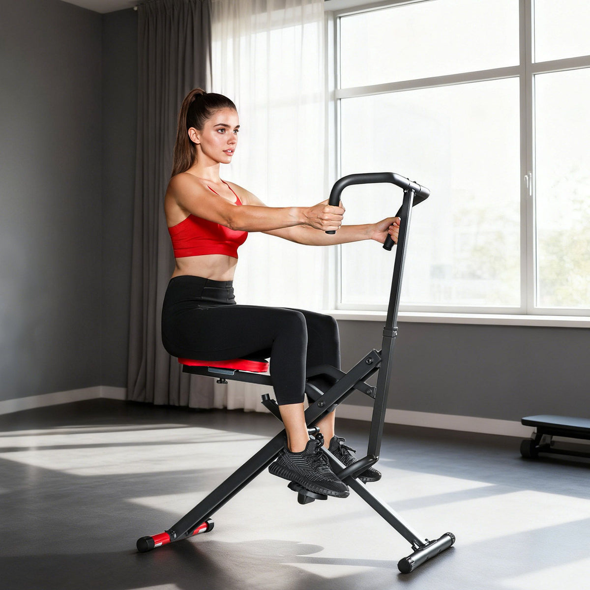 Adjustable Folding Full-Body Exercise Machine, Metal, Red