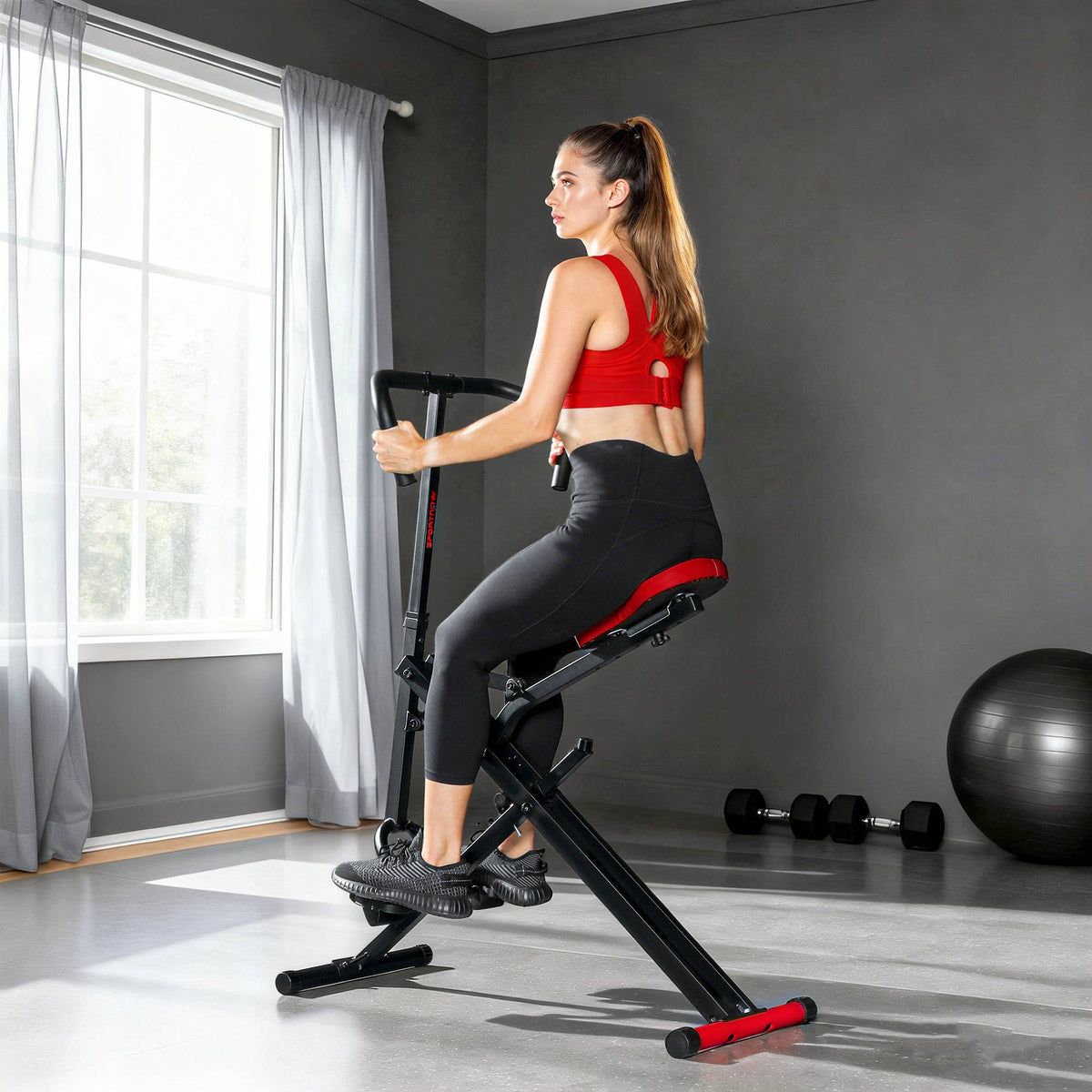 Adjustable Folding Full-Body Exercise Machine, Metal, Red