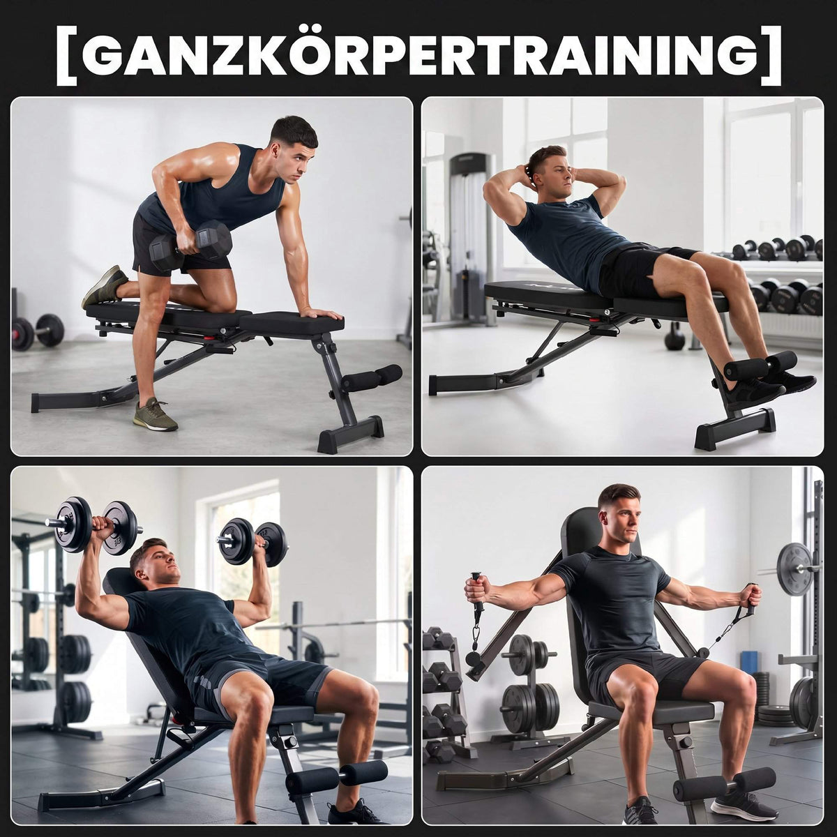 Adjustable Folding Weight Bench with Leg Extension, 300 kg Capacity