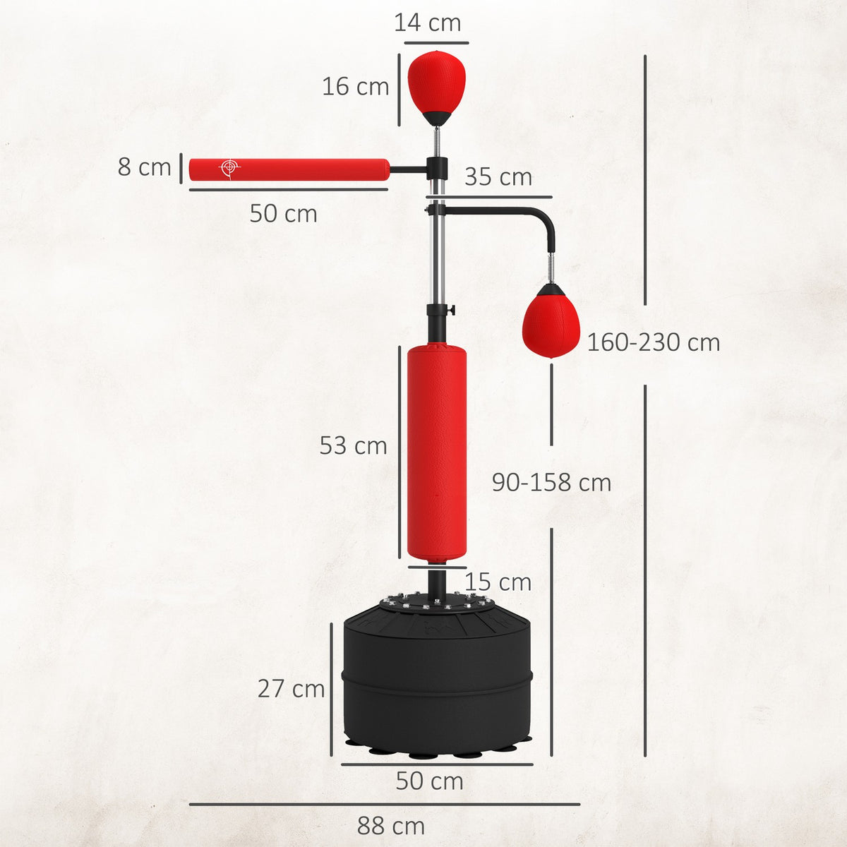 Adjustable Freestanding Punching Bag Stand, 160-230 cm