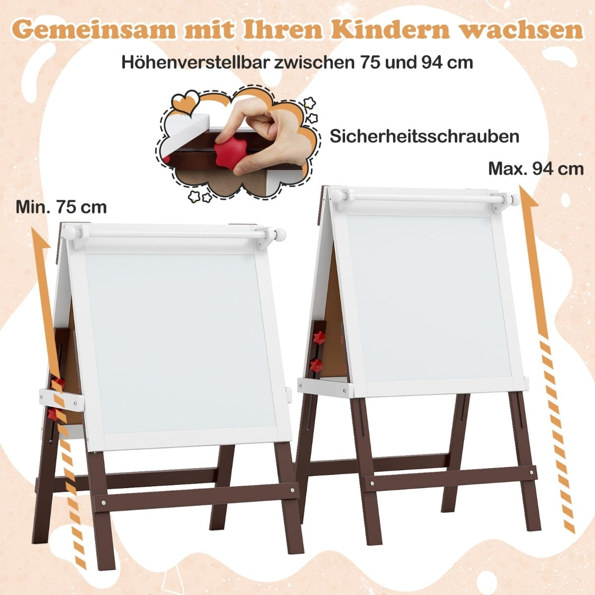 Adjustable Kids Easel & Chair Set with Chalkboard & Whiteboard