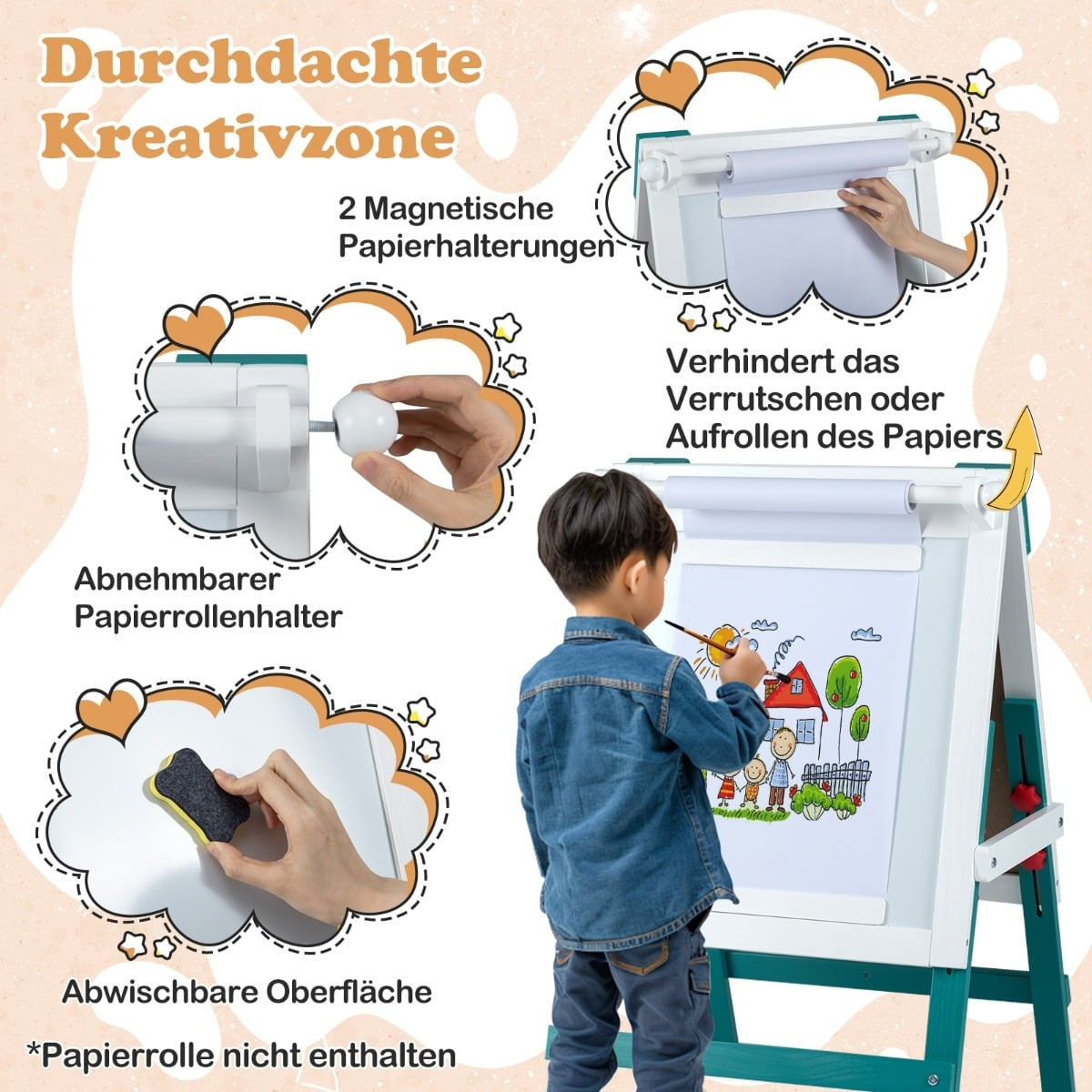 Adjustable Kids Easel with Chalkboard & Whiteboard Set